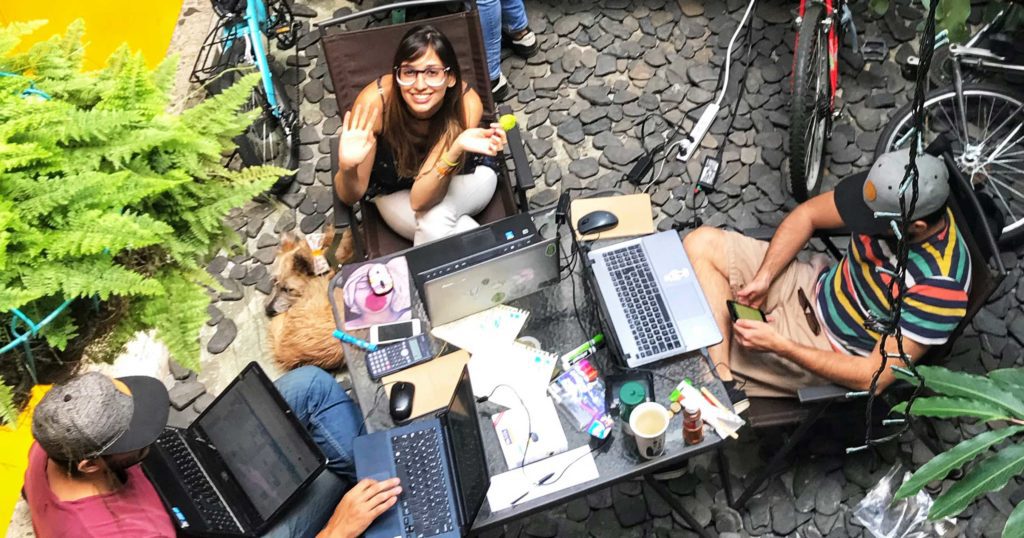 remote workers relaxing in Medellin