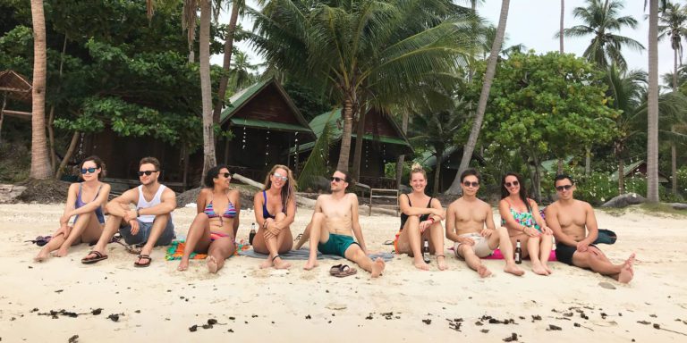 Hacker Paradise Participants relaxing on a beach in Thailand